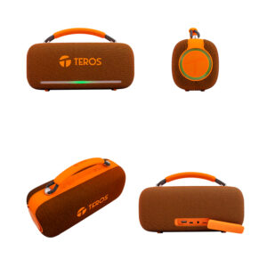 Parlante Inalámbrico Teros Vibes VB-6049, 60W, BT 5.3, 4000 MAH, USB, Luces LED, Orange