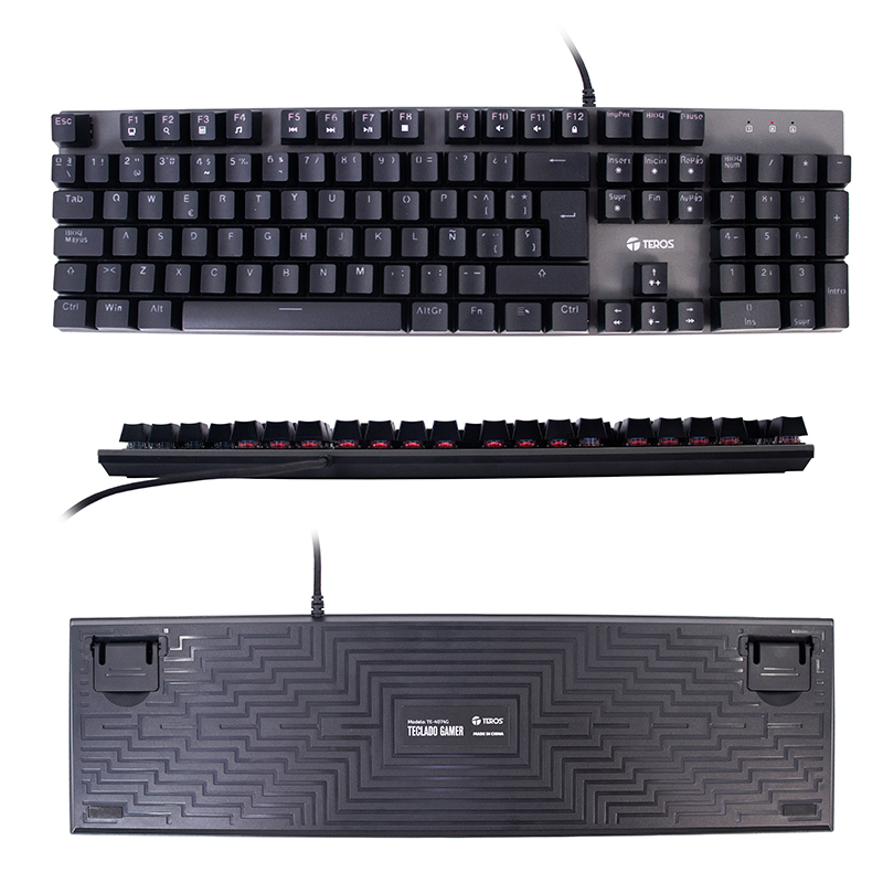 Teclado gamer TEROS TE-4074G, RGB, USB 2.0, negro