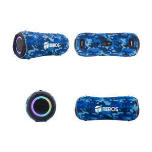 Parlante TEROS Ultra TE-6046BM, BT 5.3, RGB, TWS, color azul militar camuflado