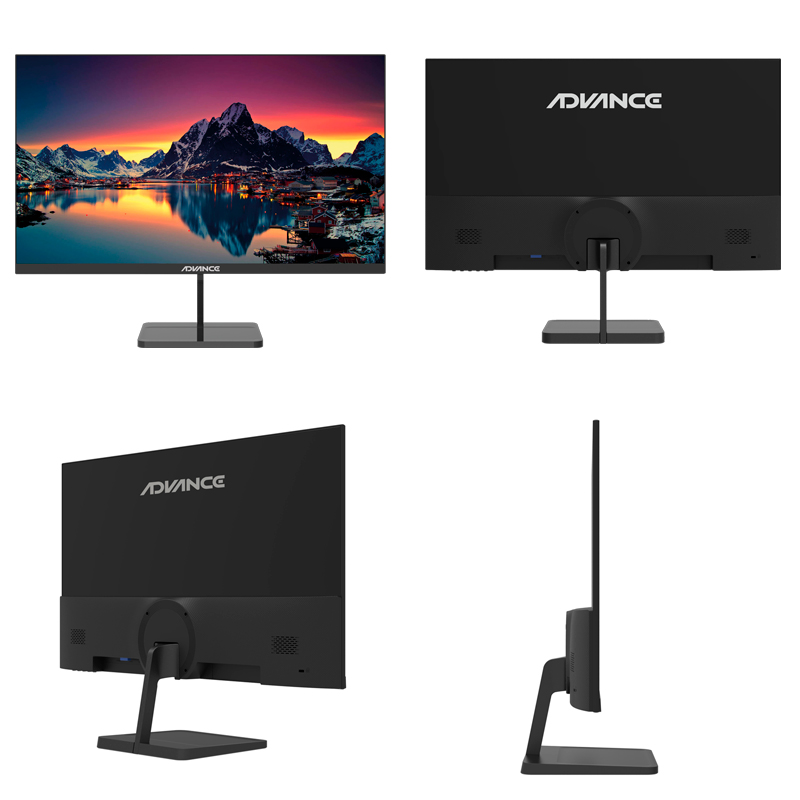 Monitor plano ADVANCE ADV-2152S 21.5" FHD IPS 100Hz 1ms HDMI DP VGA PARLANTES negro