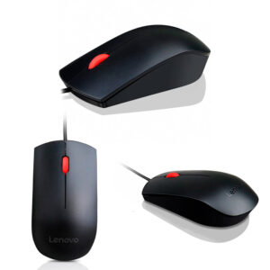 Mouse Lenovo Essential, Sensor Optico (1600dpi), USB, Color Negro